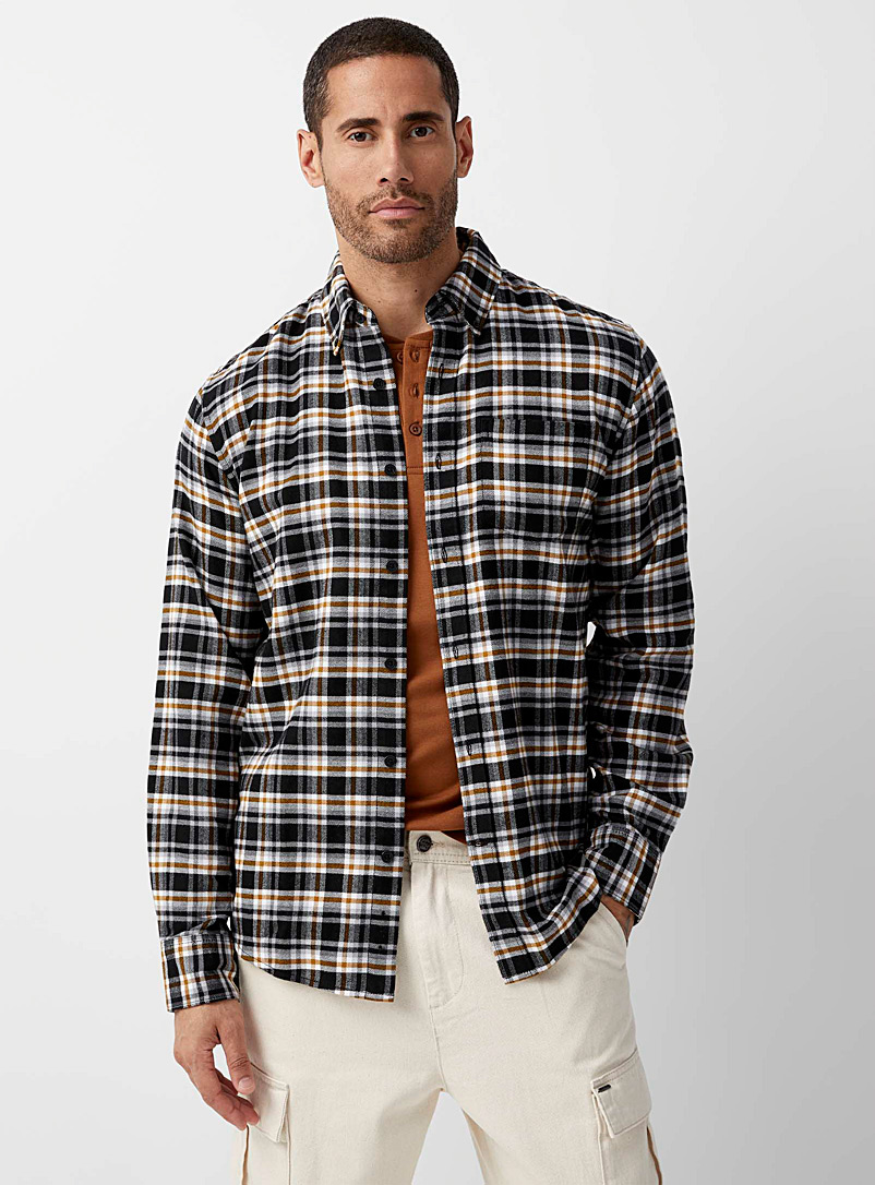 Le 31 Black Check flannel shirt Modern fit for men