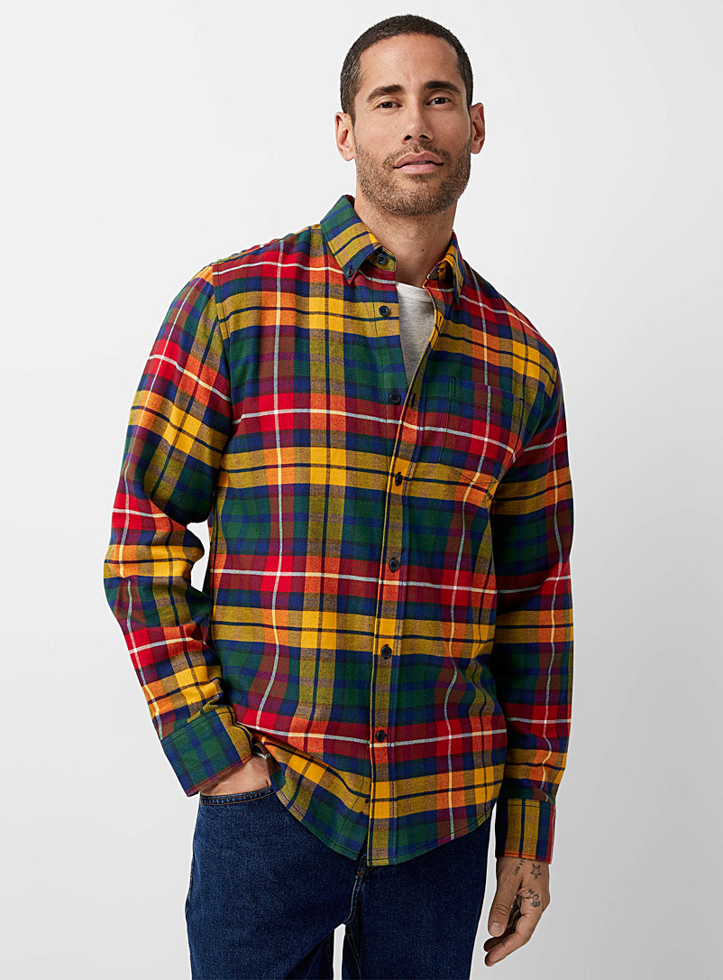 Le 31 Red Check flannel shirt Modern fit for men