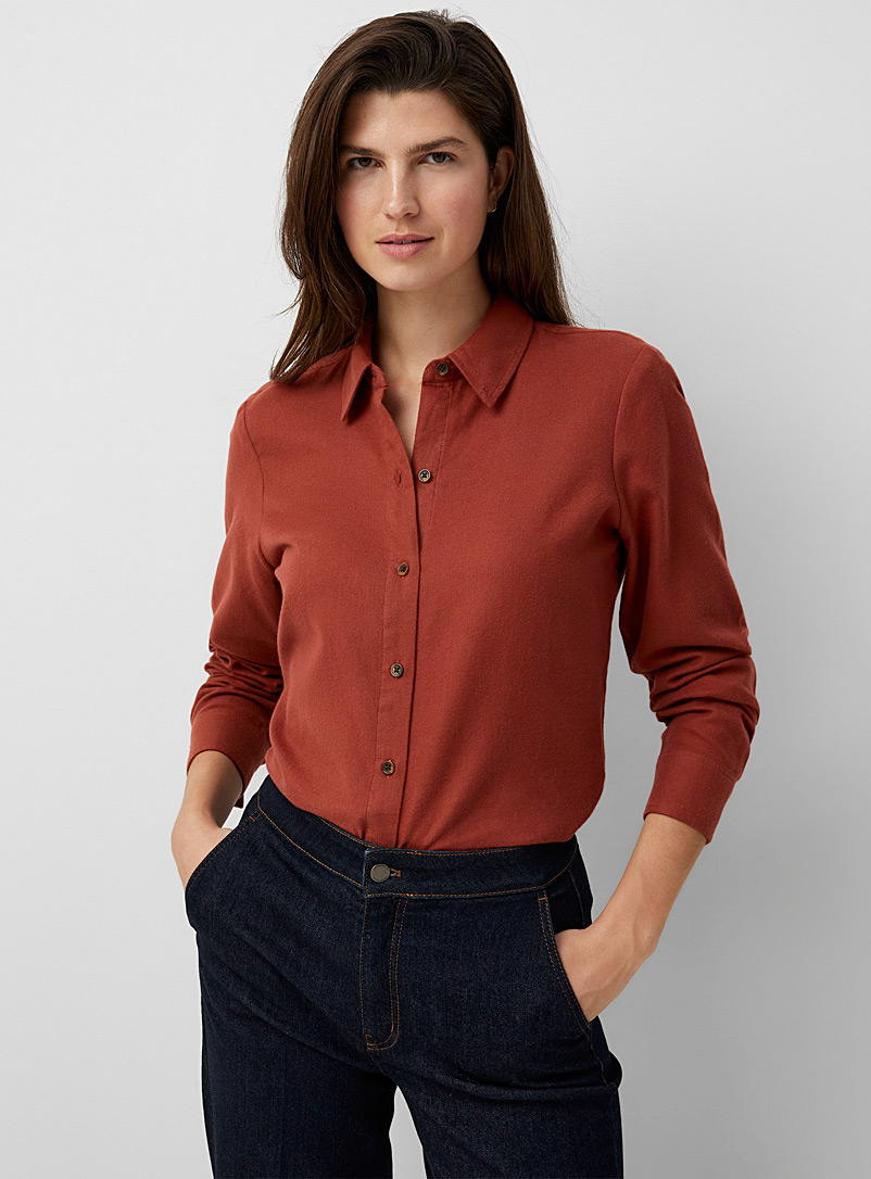 Contemporaine: La chemise flanelle unie Cuivre rouille pour femme