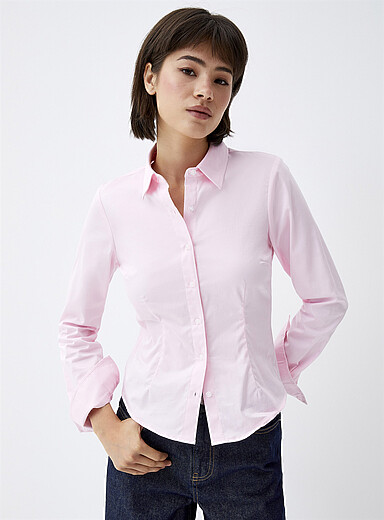 Twik Pink Fitted poplin shirt for women
