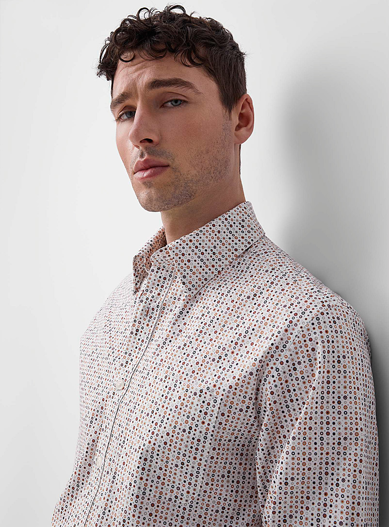 Le 31 White Mini-pattern shirt Untucked fit for men