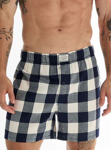 Le 31 Patterned Ecru Soft flannel boxer Organic cotton and recycled cotton <b>Christmas Collection</b> for men