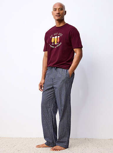 Le 31 Navy/Midnight Blue Check flannel pyjama pant <b>Christmas Collection</b> for men