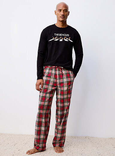 Le 31: Le pantalon pyjama flanelle carreaux <b>Collection de No&euml;l</b> Rouge &agrave; motifs pour homme