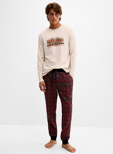 Le 31: Le jogger pyjama flanelle carreaux <b>Collection de No&euml;l</b> Rouge pour homme