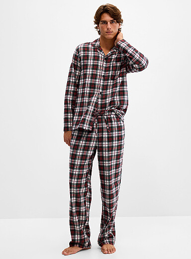 Le 31: L'ensemble pyjama douce flanelle carreaux Vert &agrave; motifs pour homme