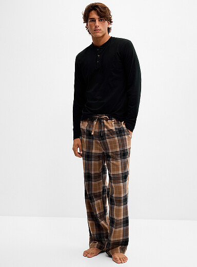 Le 31 Patterned Brown Solid/check pyjama set <b>Christmas Collection</b> for men