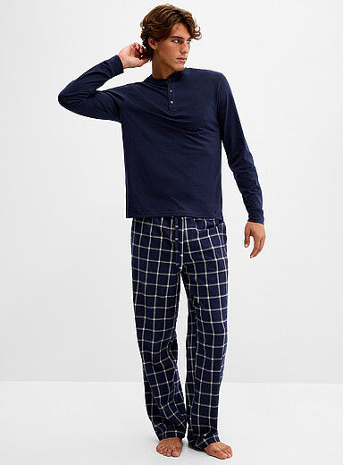 Le 31 Green Solid/check pyjama set <b>Christmas Collection</b> for men