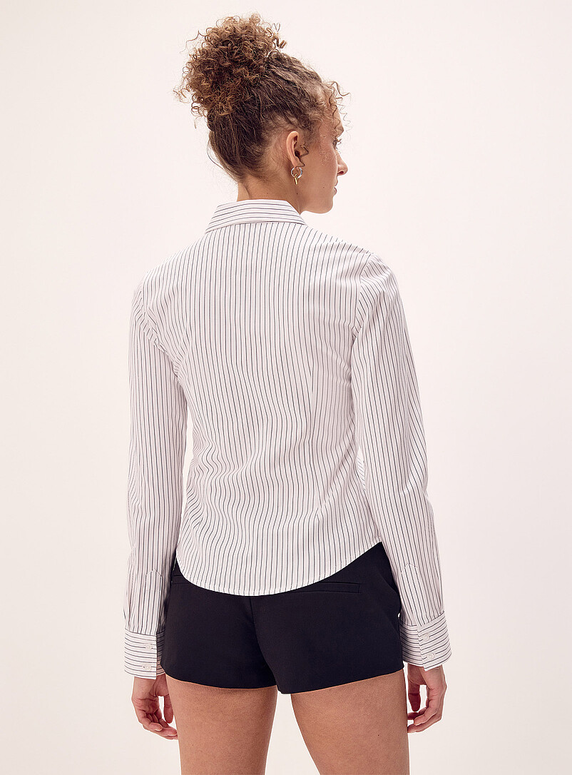 Twik Chocolate/Espresso Striped fitted poplin shirt for women