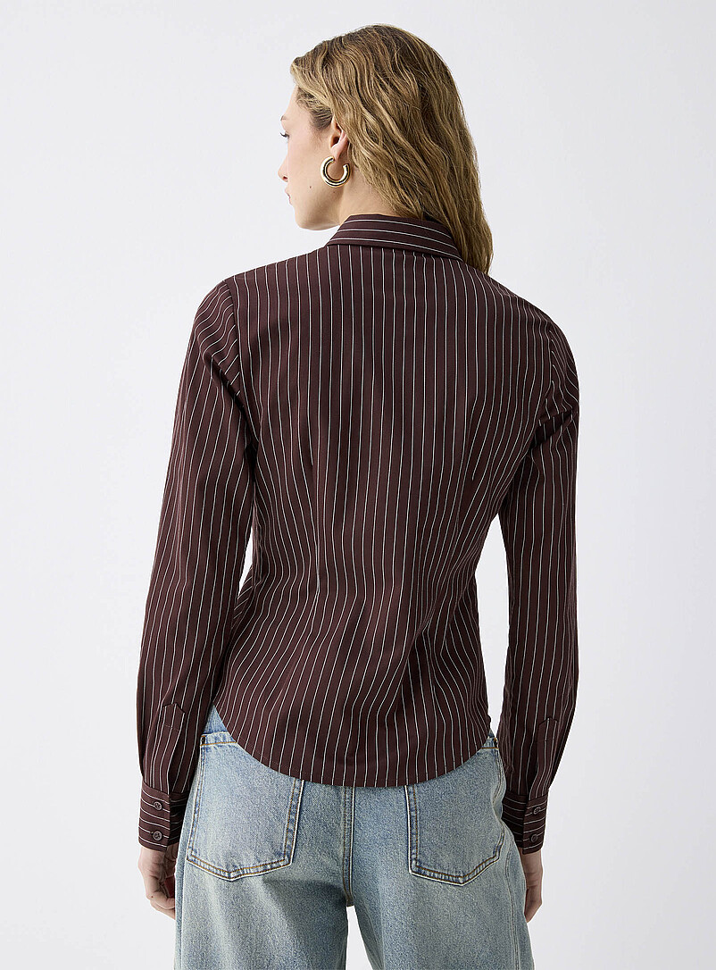Twik Chocolate/Espresso Striped fitted poplin shirt for women