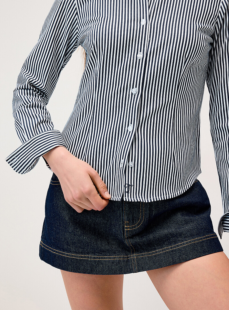 Twik Chocolate/Espresso Striped fitted poplin shirt for women