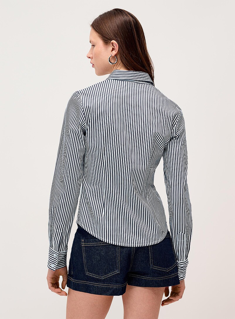 Twik Chocolate/Espresso Striped fitted poplin shirt for women