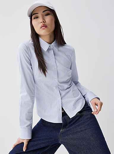 Striped fitted poplin shirt