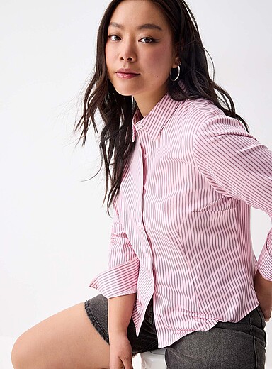 Striped fitted poplin shirt