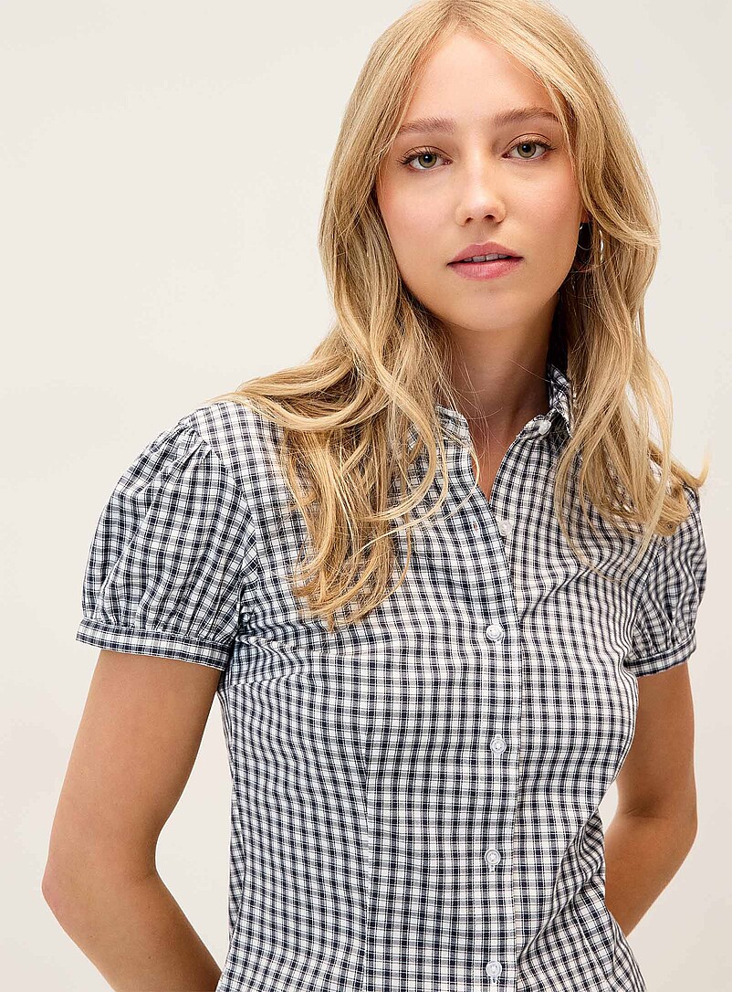 Twik: La chemise popeline manches bouffantes Bourgogne pour femme