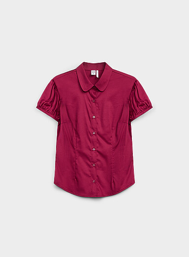 Twik: La chemise popeline manches bouffantes Rouge pour femme