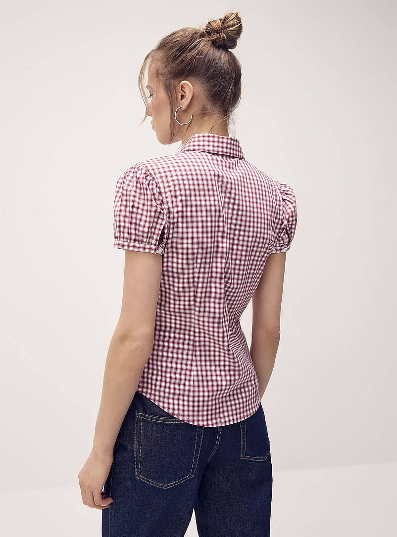 Twik: La chemise popeline manches bouffantes Bourgogne pour femme