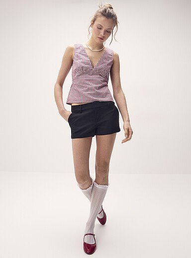 Plunging neckline poplin cami