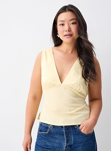 Plunging neckline poplin cami