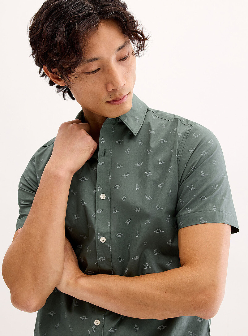 Le 31: La chemise minimotifs plein air <b>Coupe moderne</b> Blanc pour homme