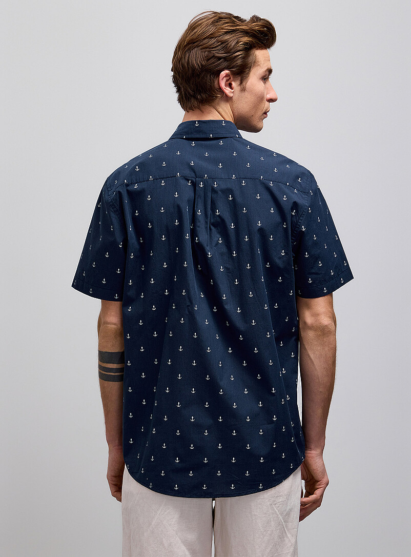 Le 31: La chemise quadrill&eacute;e motifs sympathiques <b>Coupe moderne</b> Marine pour homme