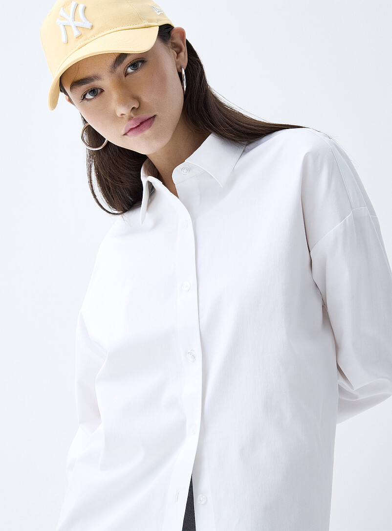 Twik: La chemise ample popeline unie Blanc pour femme