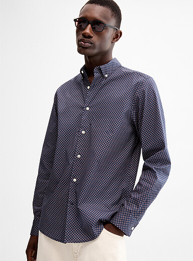 Le 31 Indigo/Dark Blue Mosaic shirt <b>Modern fit</b> for men