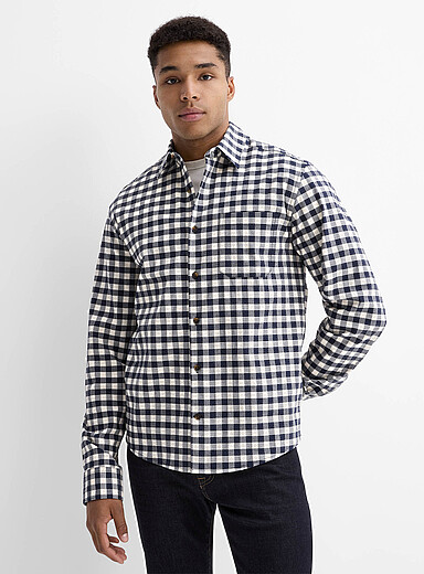 Le 31: La chemise vichy <b>Coupe moderne</b> Bleu &agrave; motifs pour homme