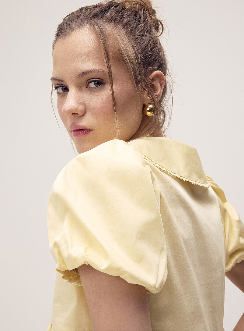 Twik White Peplum waist Peter Pan collar blouse <b>In support of Tel-jeunes and Jack.org</b> for women