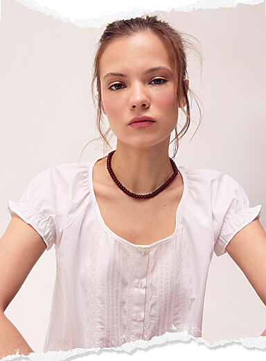 Scoop-neck babydoll blouse