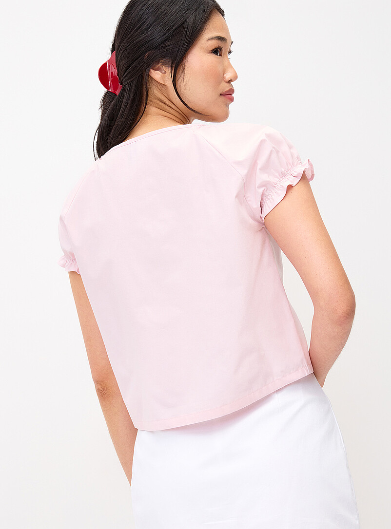 Twik White Scoop-neck babydoll blouse for women