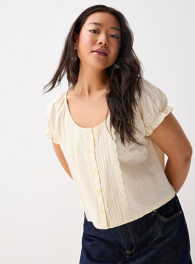 Scoop-neck babydoll blouse