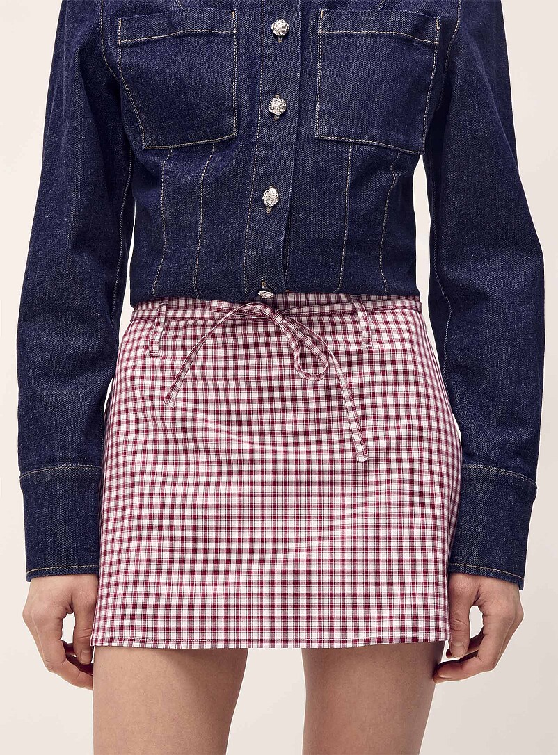 Twik: La minijupe-short popeline &agrave; motif Bleu marine - Bleu nuit pour femme