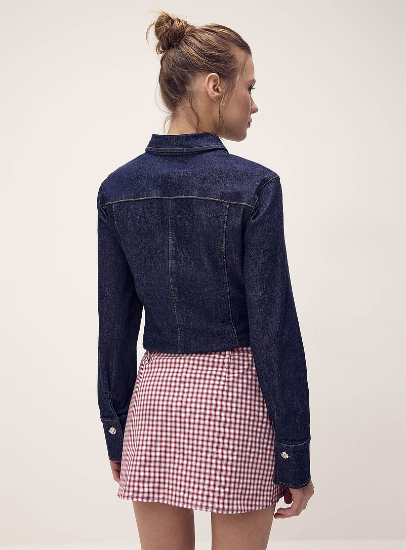 Twik Navy/Midnight Blue Patterned poplin mini-skort for women