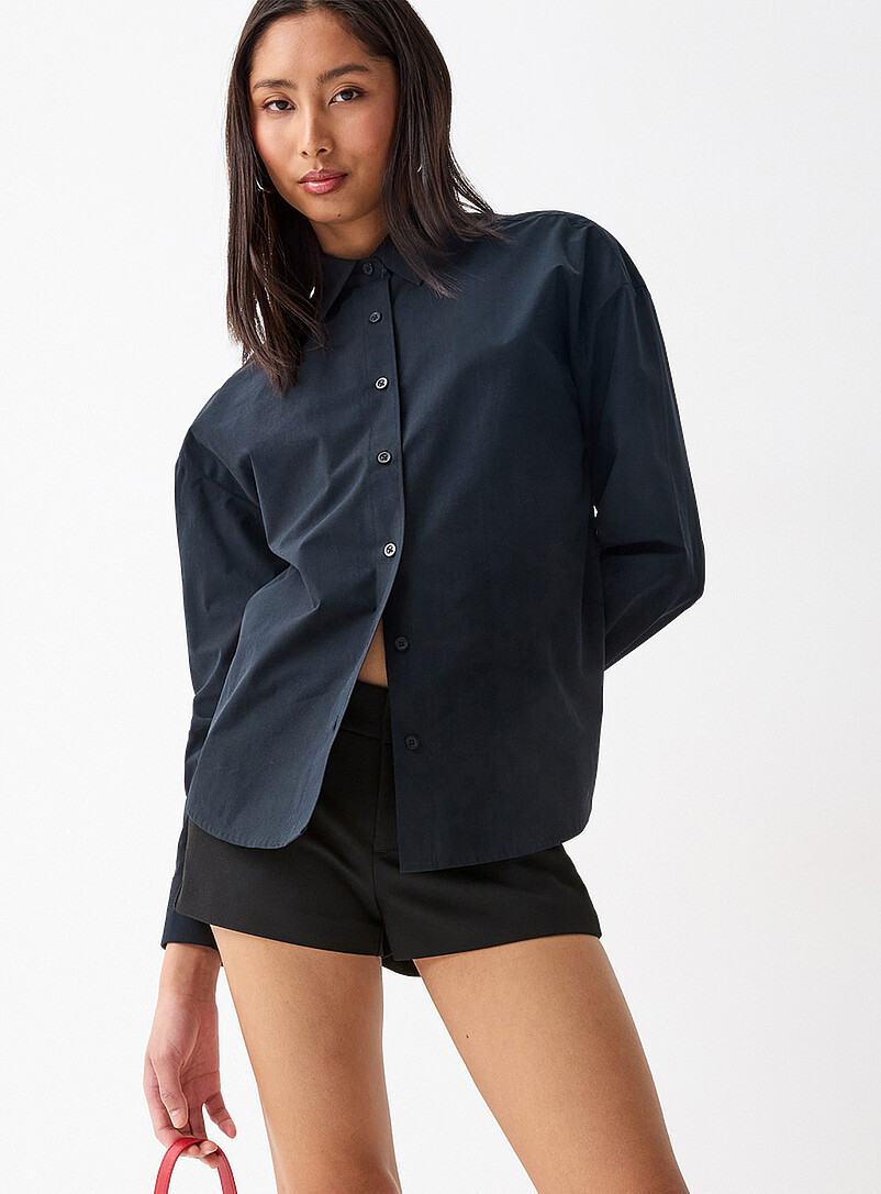 Twik Baby Blue Oversized solid shirt for women