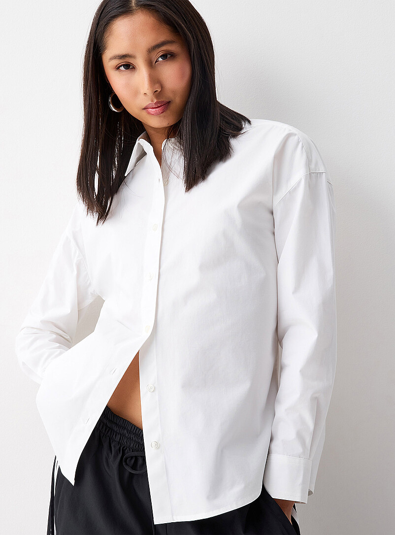Twik Baby Blue Oversized solid shirt for women