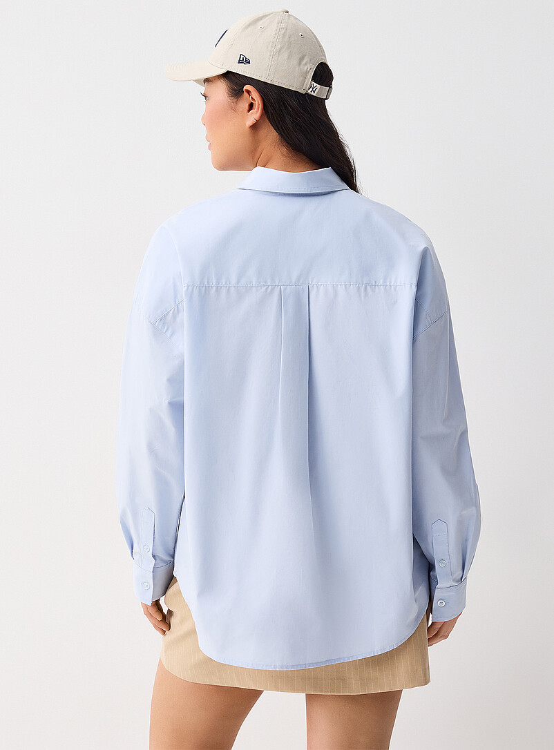 Twik Baby Blue Oversized solid shirt for women