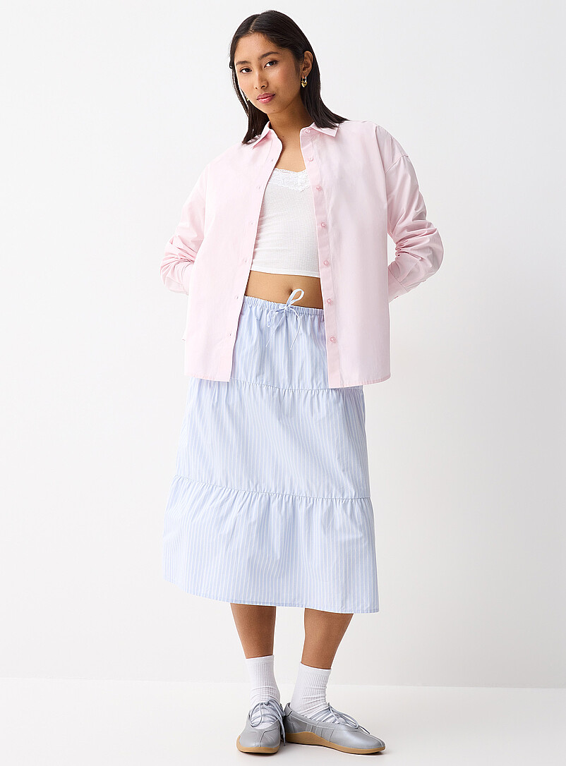 Twik Baby Blue Oversized solid shirt for women