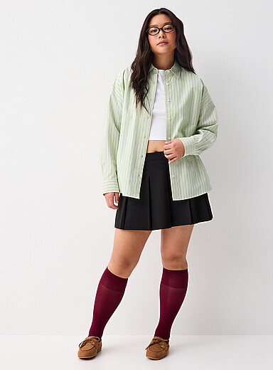 Oversized patterned poplin shirt
