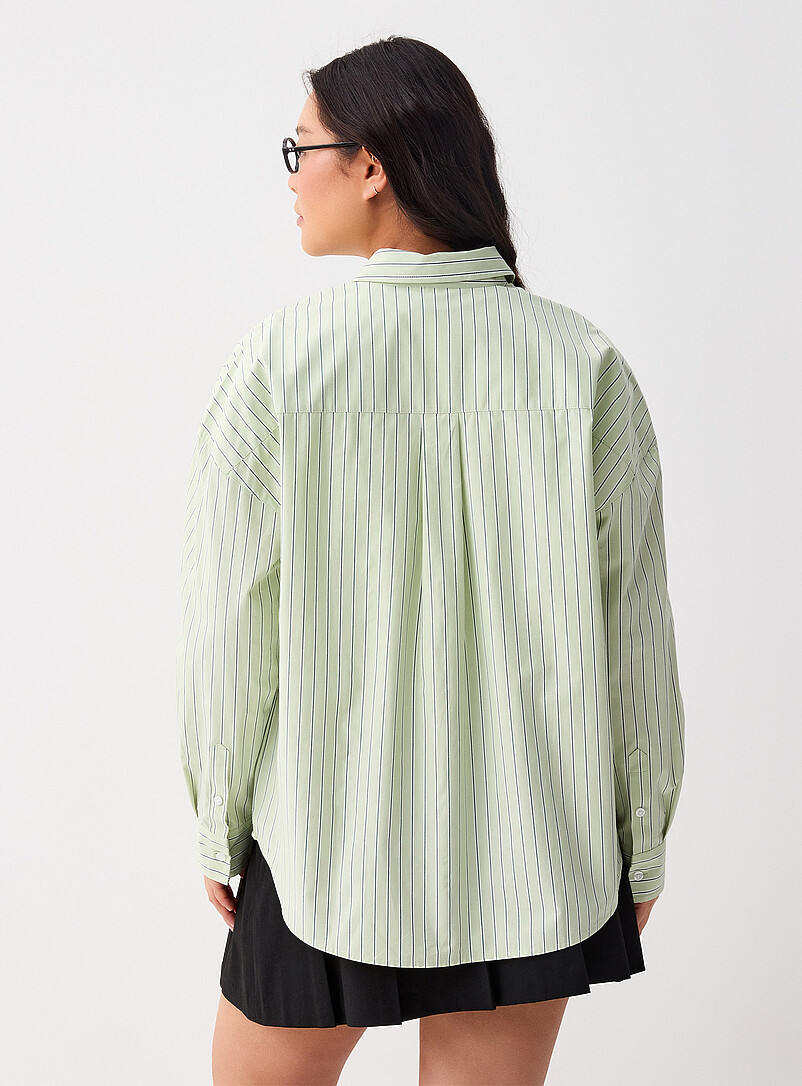 Twik Baby Blue Oversized patterned poplin shirt for women