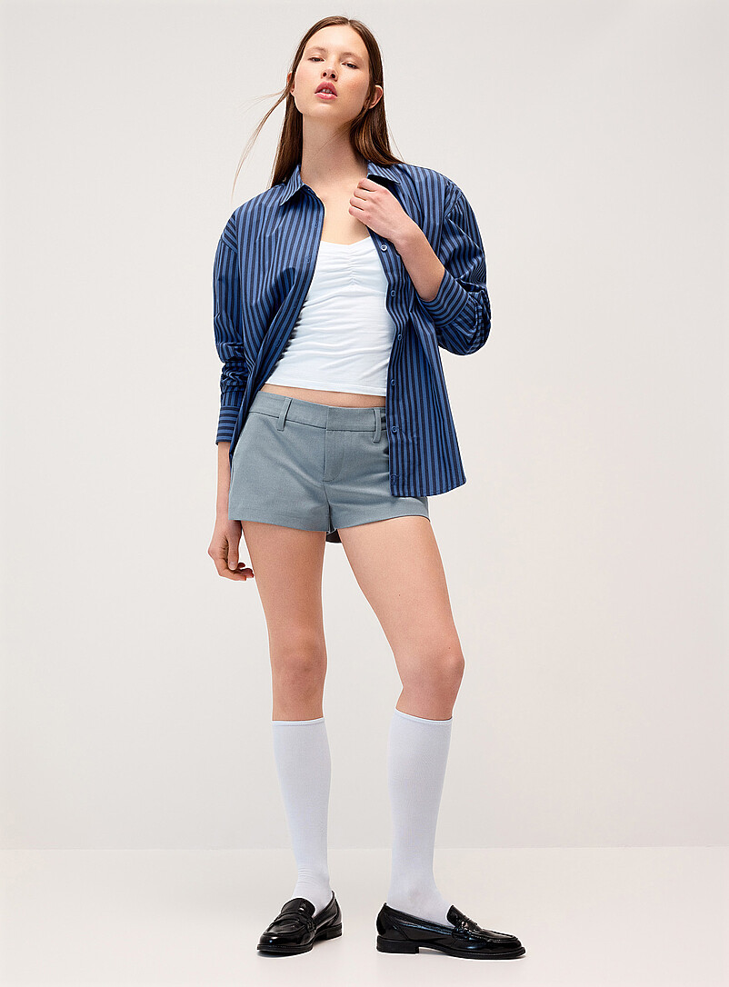 Twik: La chemise ample popeline &agrave; motif Bleu p&acirc;le - Bleu ciel pour femme
