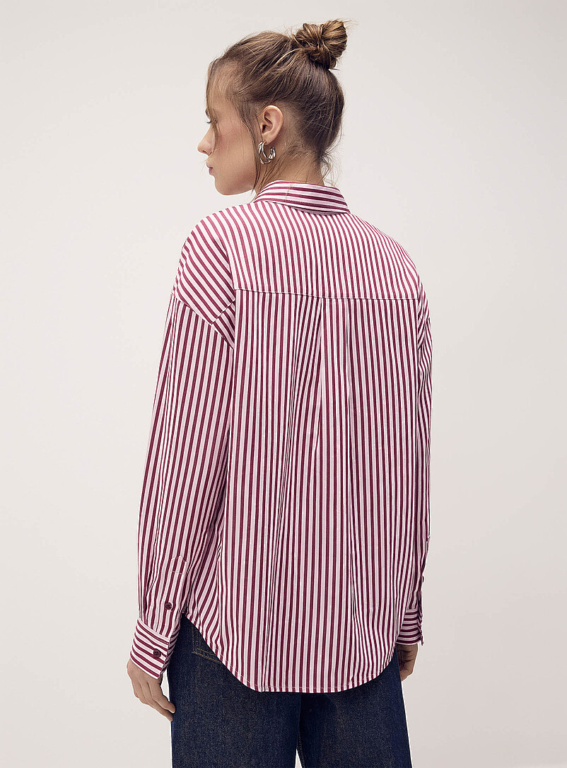 Twik Baby Blue Oversized patterned poplin shirt for women