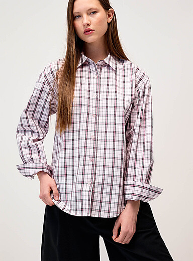 Twik: La chemise ample popeline &agrave; motif Rouge pour femme