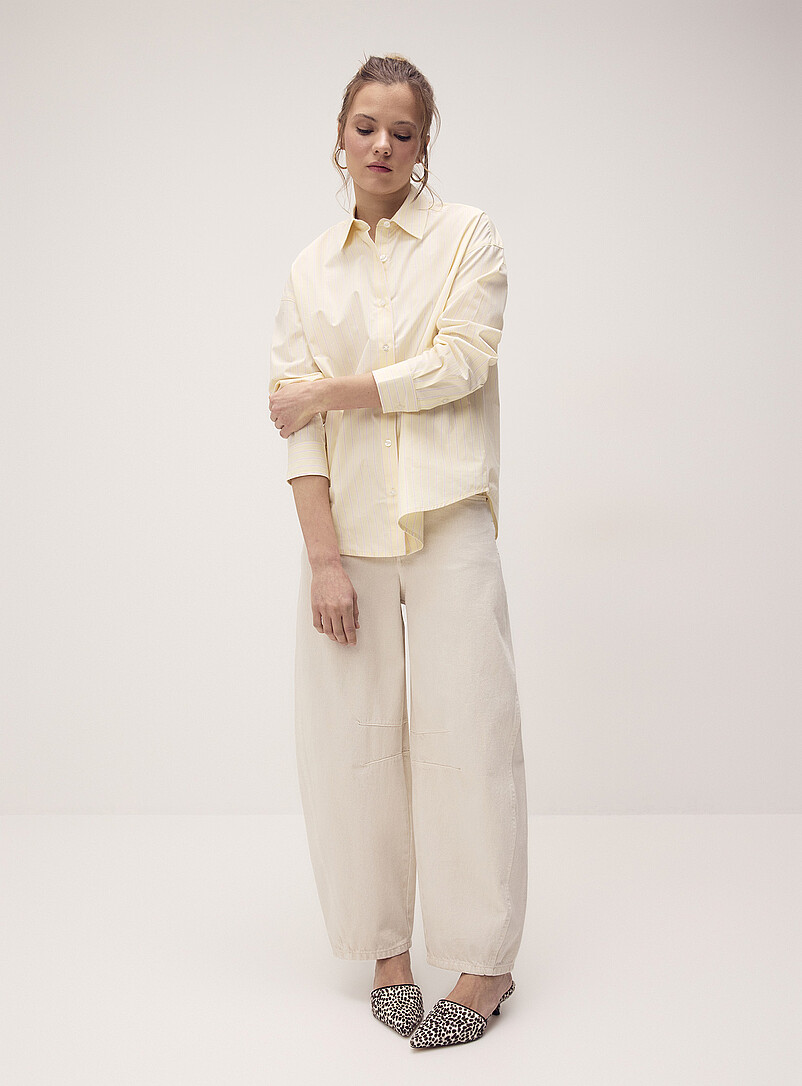Twik Baby Blue Oversized patterned poplin shirt for women