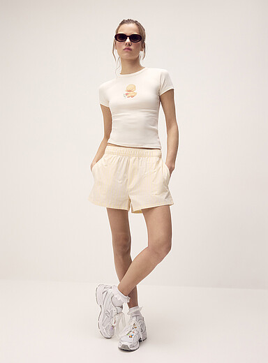 Twik Assorted yellow  Patterned poplin short for women