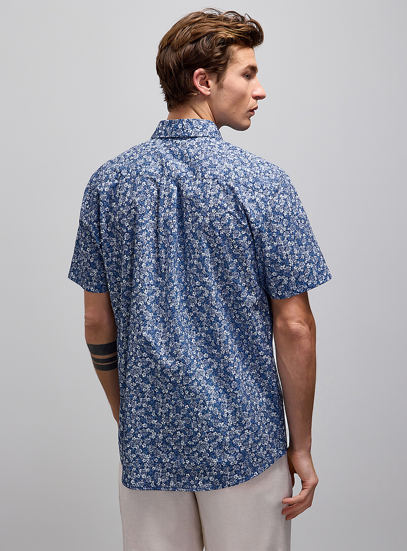 Le 31 Patterned blue Floral tapestry shirt <b>Modern fit</b> for men