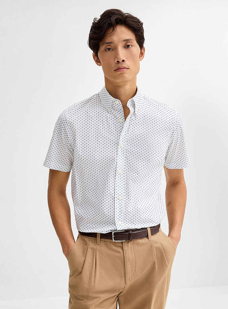 Le 31: La chemise minimotifs g&eacute;o <b>Coupe moderne</b> Vert pour homme