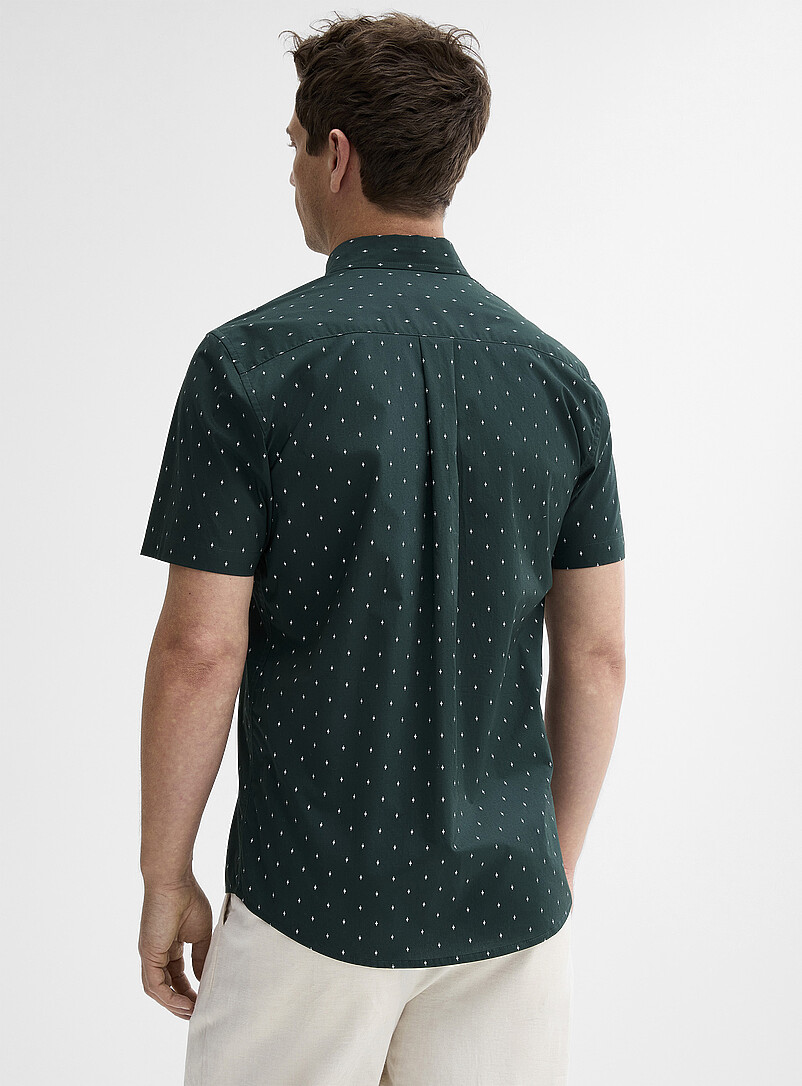 Le 31 Green Geometric mini-pattern shirt <b>Modern fit</b> for men