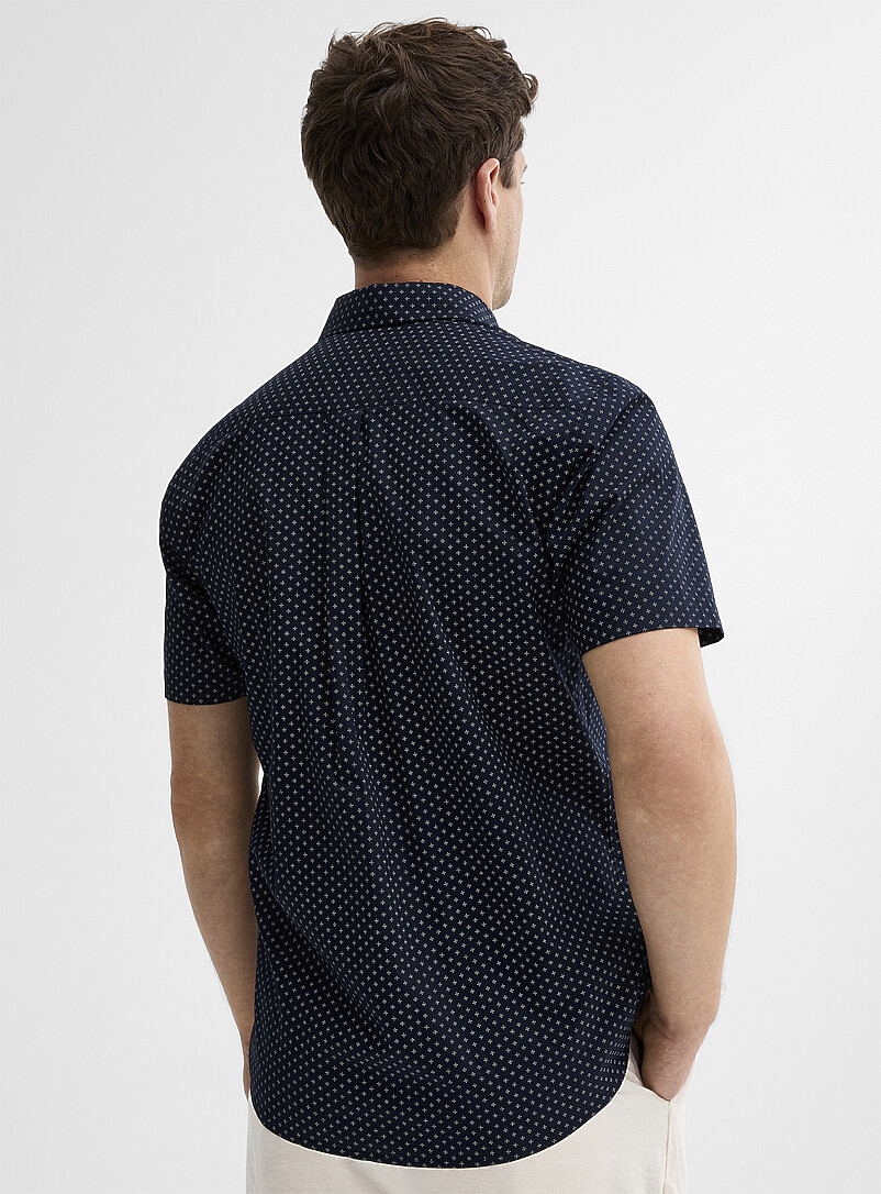 Le 31 Green Geometric mini-pattern shirt <b>Modern fit</b> for men