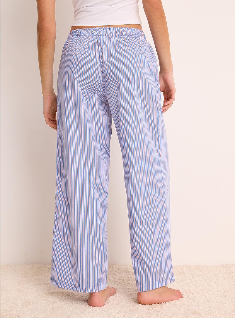 Miiyu x Twik: Le pantalon pyjama popeline color&eacute; Bleu &agrave; motifs pour femme
